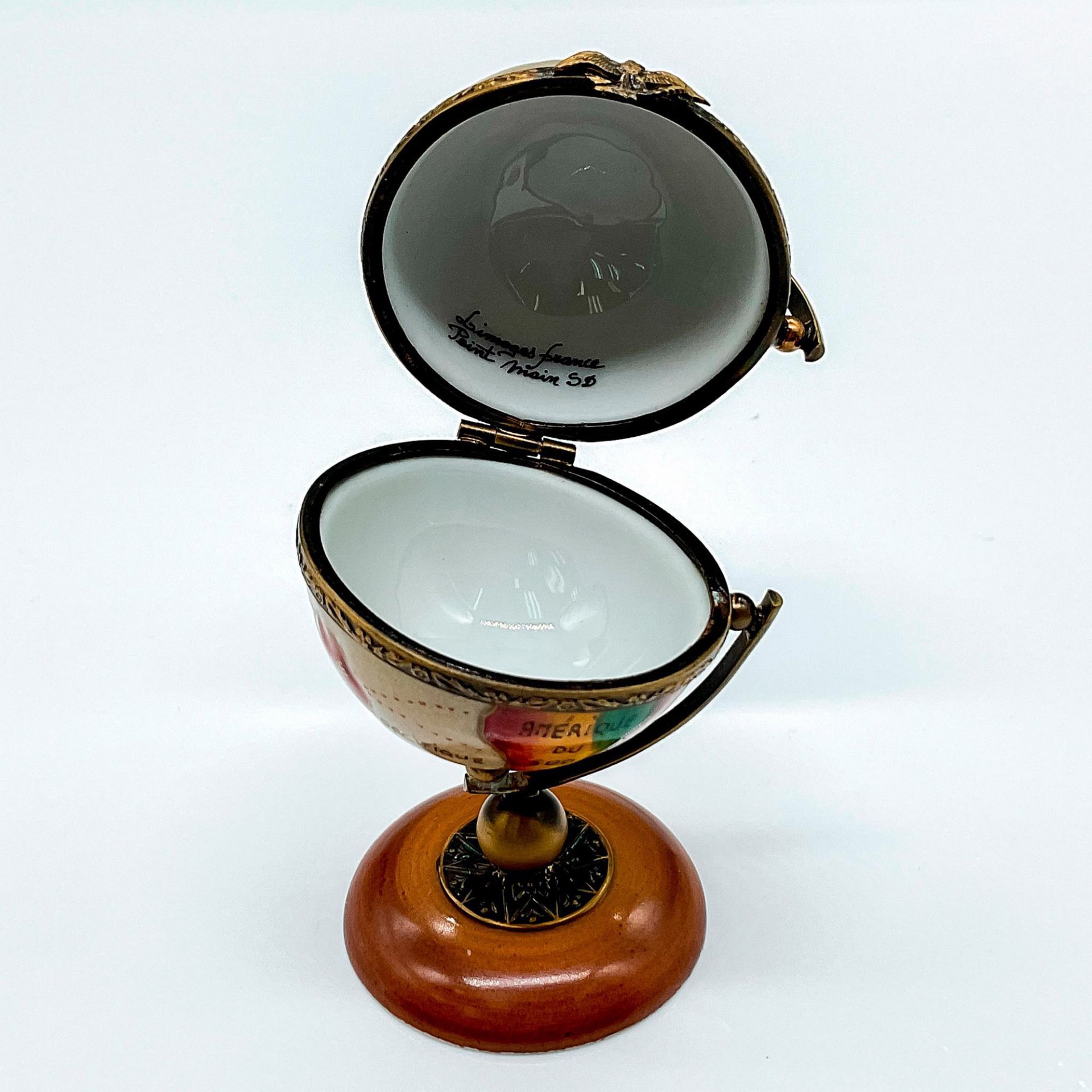 Vintage A.C. Limoges SD Porcelain Globe Box - Image 3 of 4