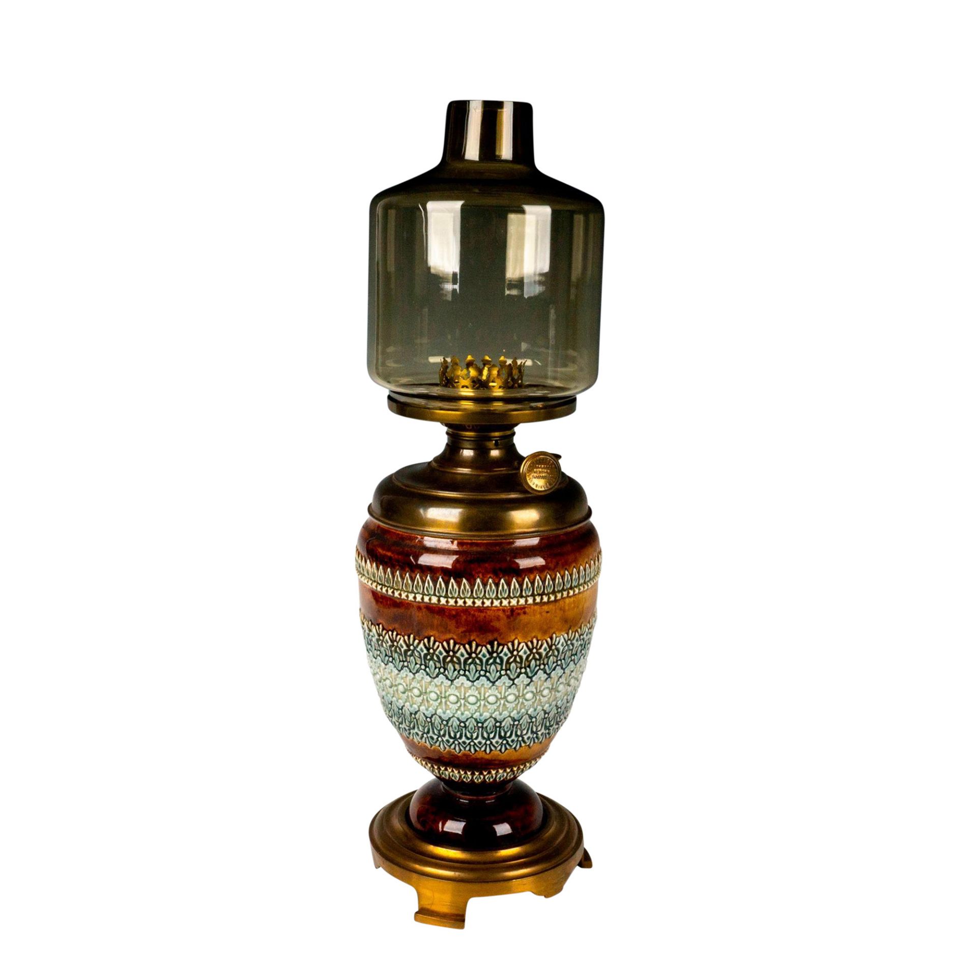Doulton Lambeth Stoneware Oil Lamp