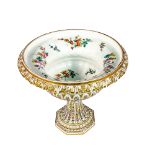 Sevres Style Porcelain Floral and Gilded Compote Bowl