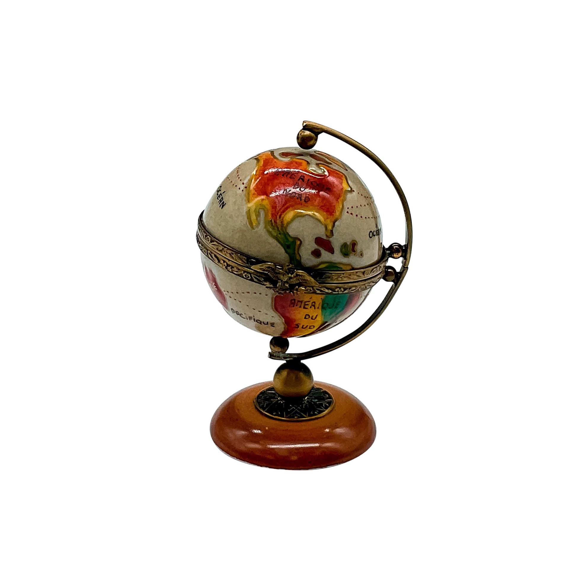 Vintage A.C. Limoges SD Porcelain Globe Box