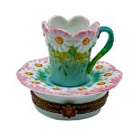 Limoges PV Porcelain Tea Cup and Saucer Charm Box