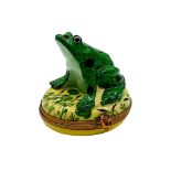 Vintage Limoges E.M. Porcelain Frog and Cattails Box