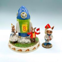 2pc Royal Doulton Bunnykins Rocket Man Figurine & Money Box