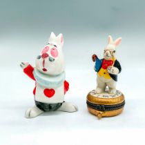 2pc White Rabbit Figurines, Alice in Wonderland