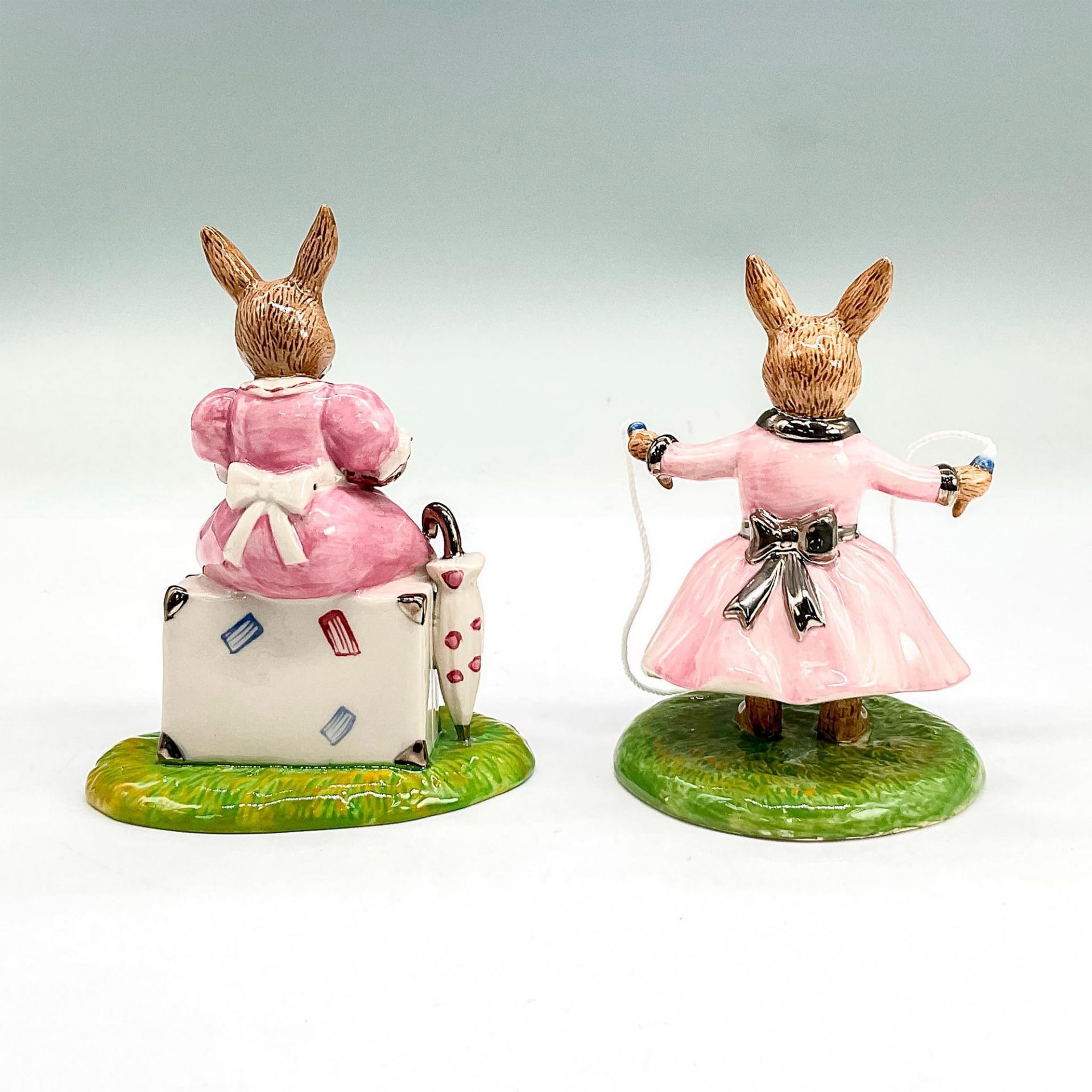 2 Royal Doulton Bunnykins Figurines, Polly, Sitting Suitcase - Image 2 of 3