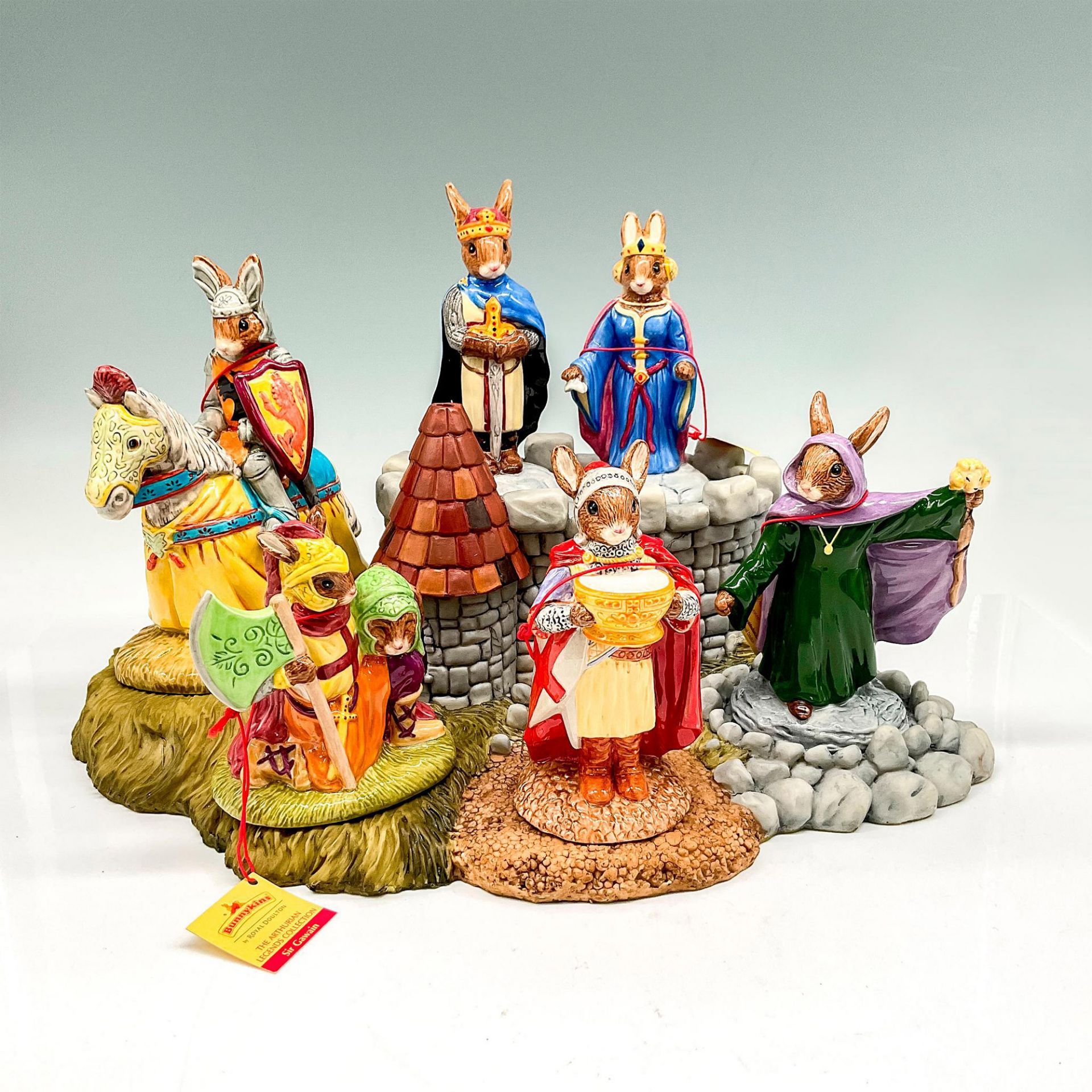 7pc Royal Doulton Bunnykins Figurines, Arthurian Legends