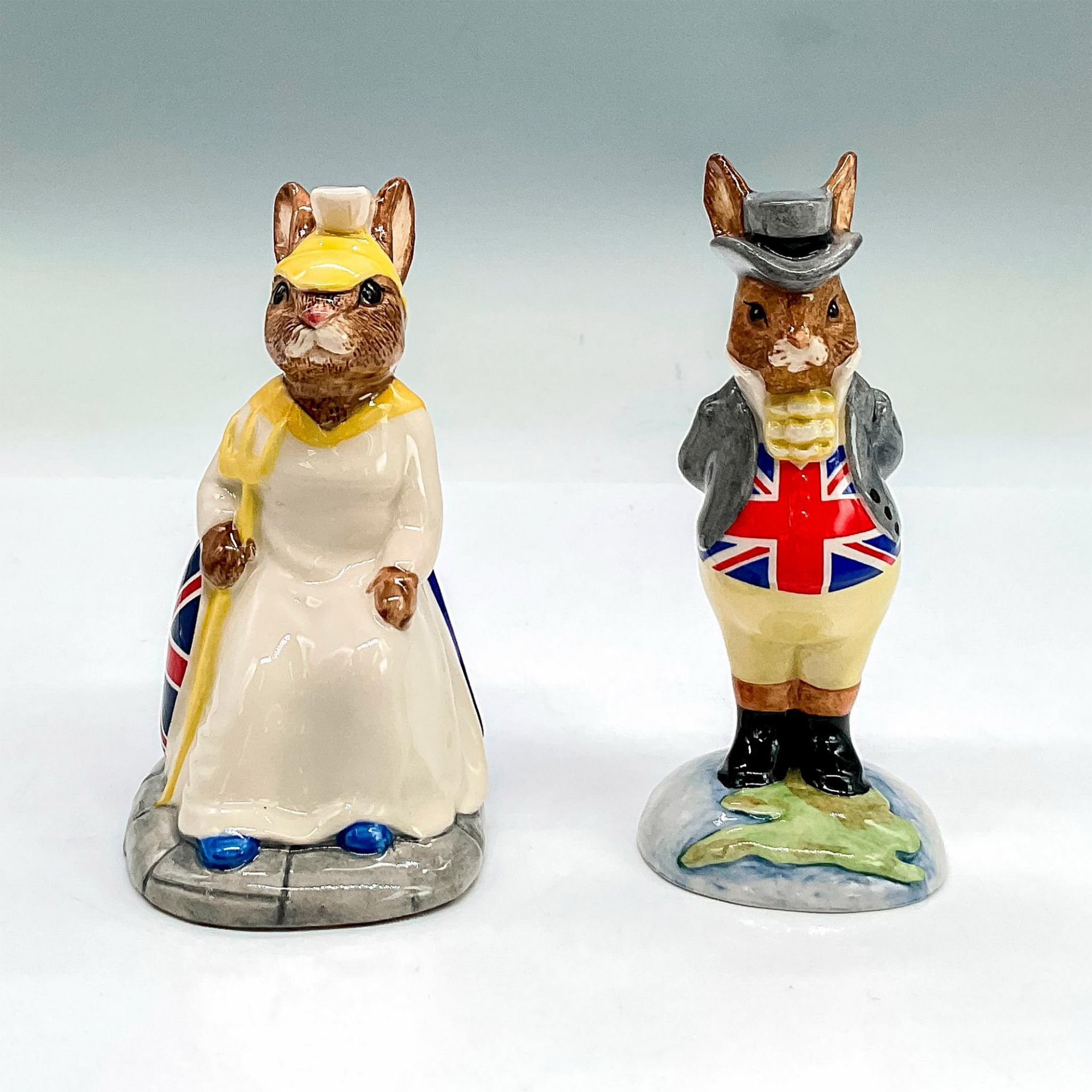 2pc Royal Doulton Bunnykins Figurines, Britannia + John Bull