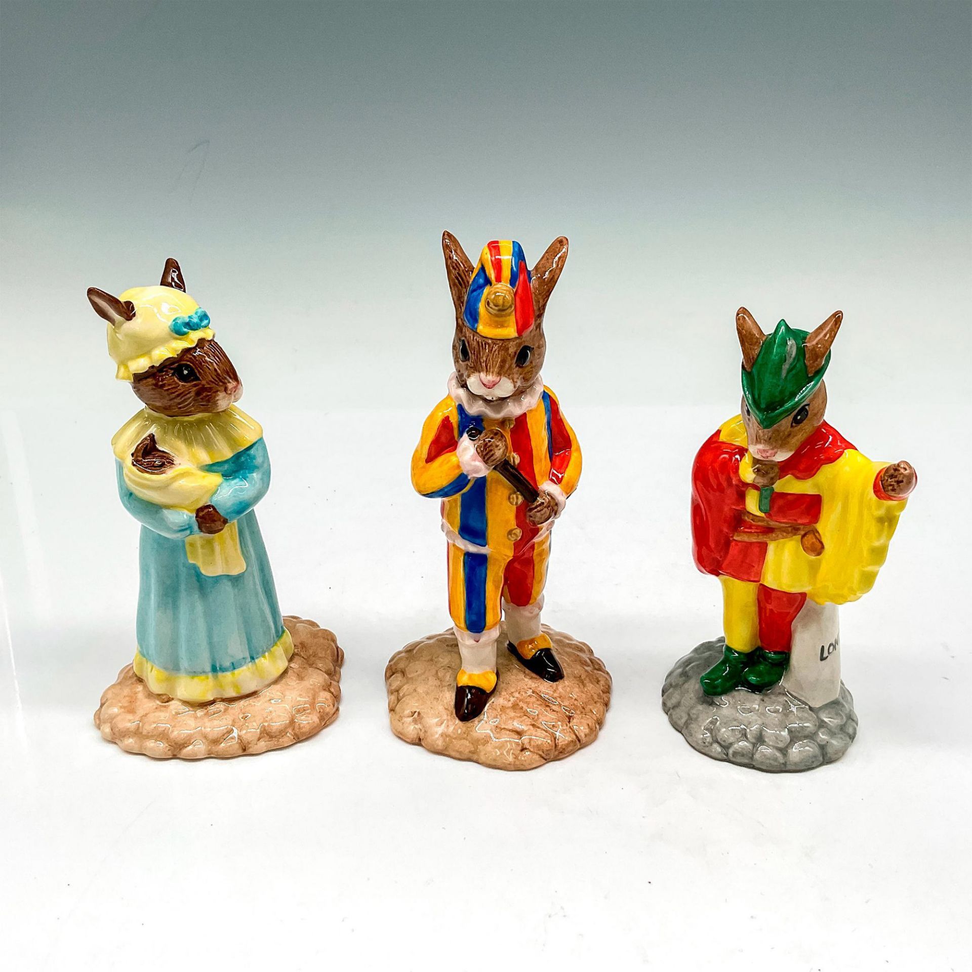 3pc Royal Doulton Bunnykins Figurines, Punch + Judy Show