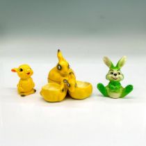 3pc Rabbit Figurines and Condiment Dish