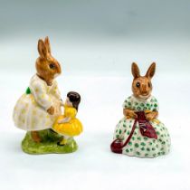 2 Royal Doulton Bunnykins Figurines, Playtime + Busy Needles