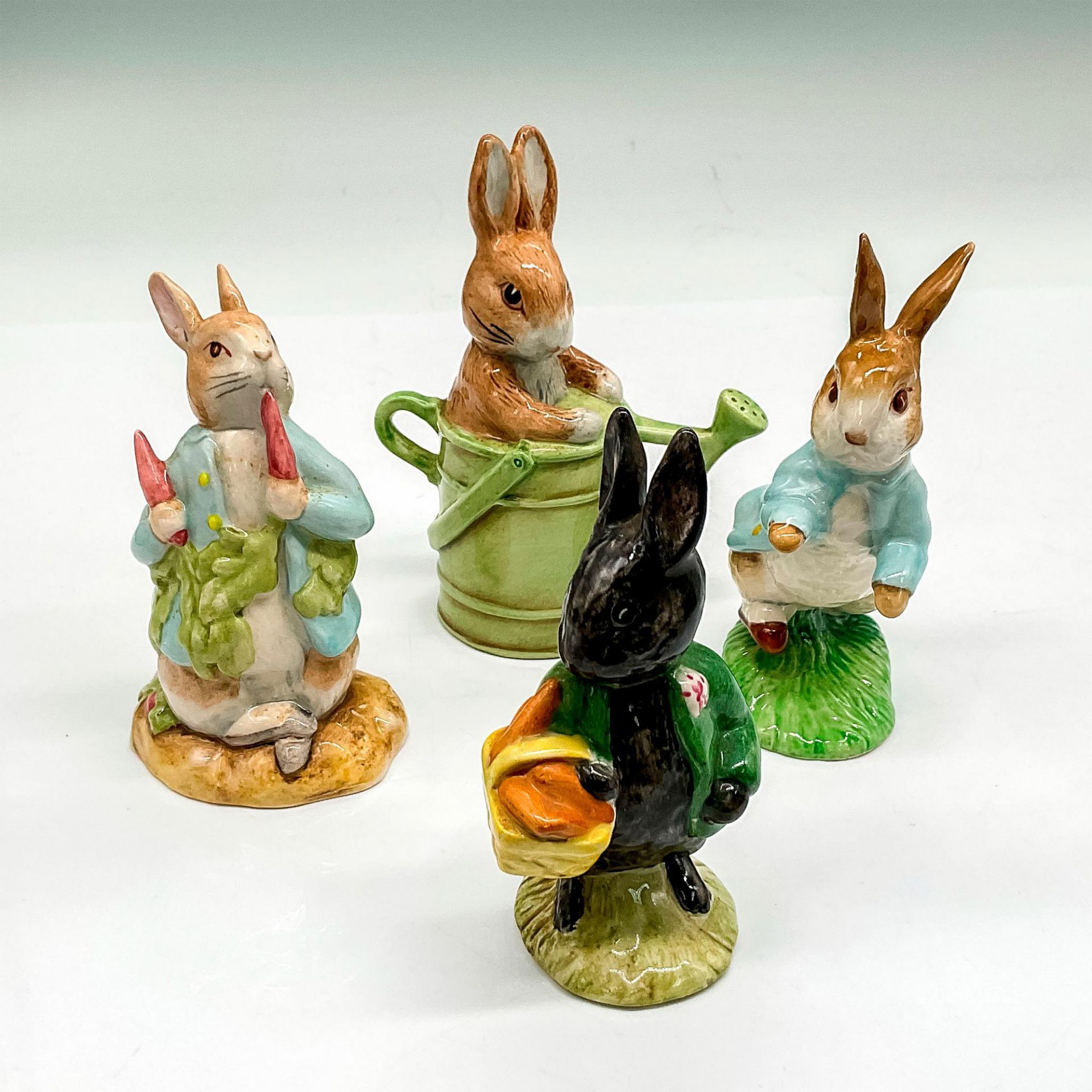 4pc Beatrix Potter Porcelain Figurines, Spring Bunnies