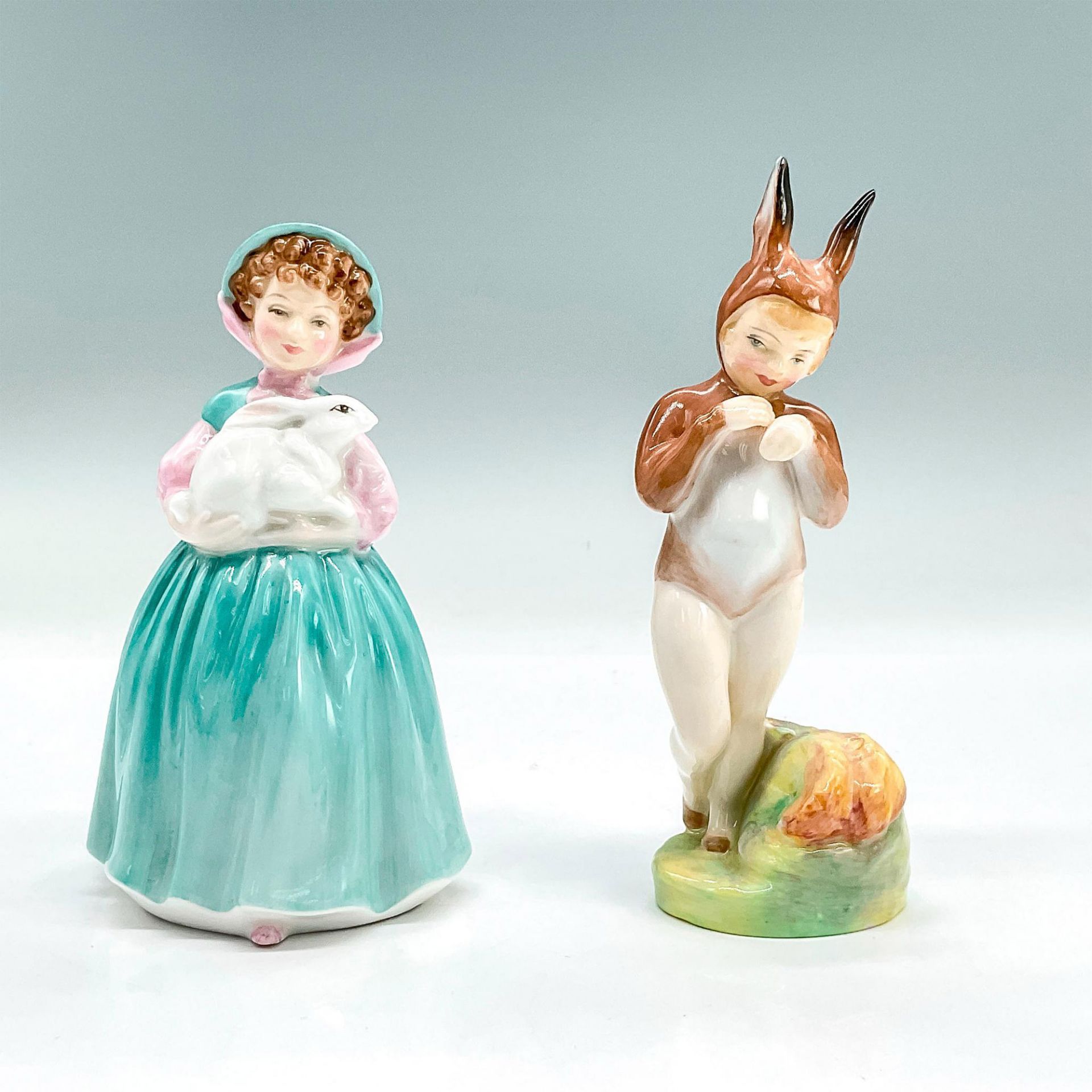 2pc Royal Doulton Bunnykins Figurines, Bunny + Baby Bunting