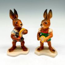 2pc Goebel Porcelain Figurines, Rabbits Playing Tennis