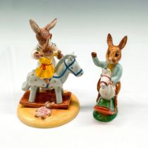 2pc Royal Doulton Bunnykins Figurines, Horse Play