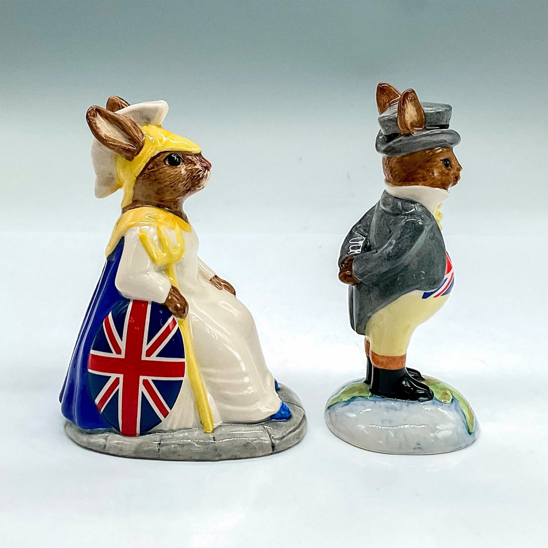 2pc Royal Doulton Bunnykins Figurines, Britannia + John Bull - Image 2 of 4