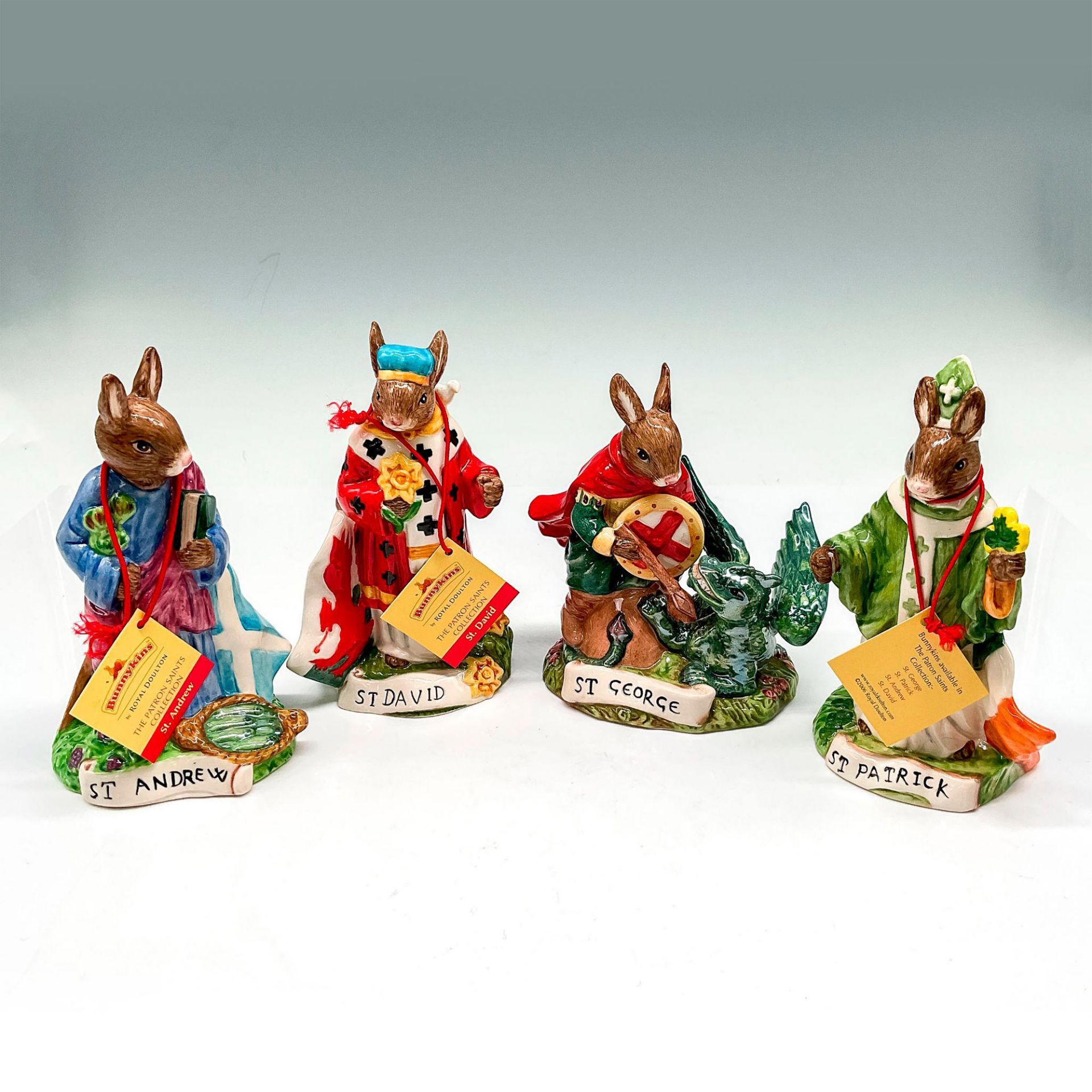 4pc Royal Doulton Bunnykins Figurines, Patron Saints
