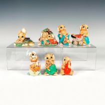 7pc Mereside Art Stoneware Woodlander Bunny Figurines