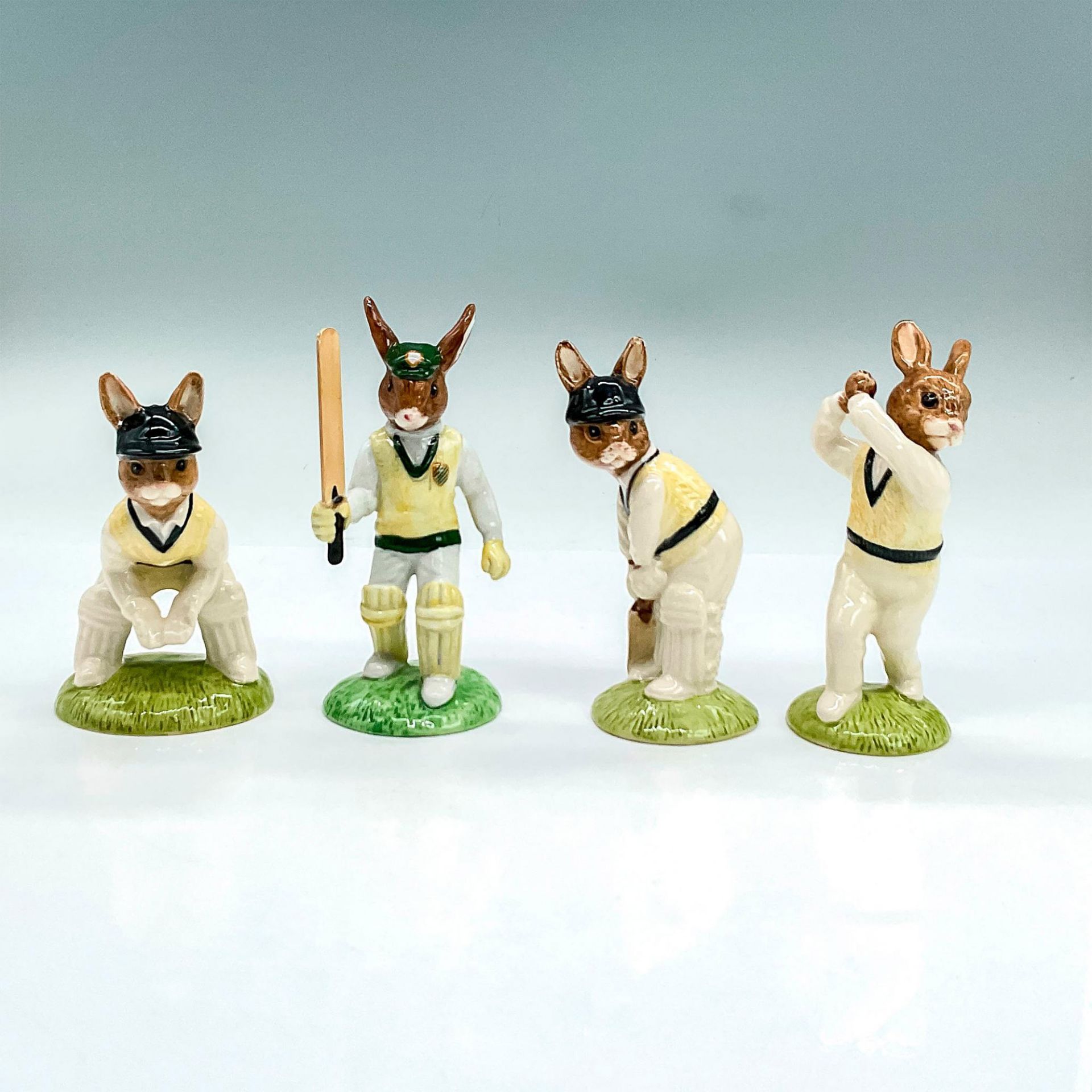 4pc Royal Doulton Bunnykins Figurines, Cricket Players