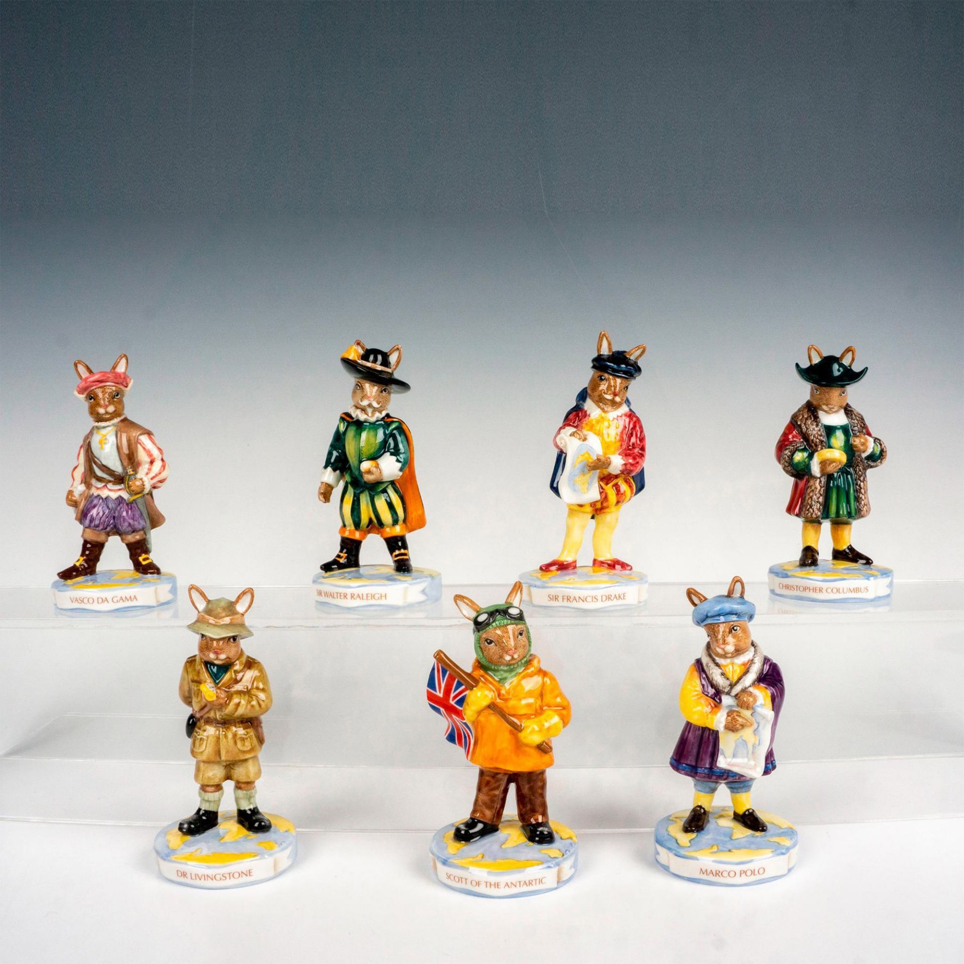 Complete Set of 7 Royal Doulton Bunnykins Explorer Figurines