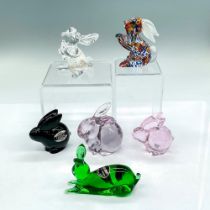 6pc Crystal and Glass Figurines, Various Rabbits