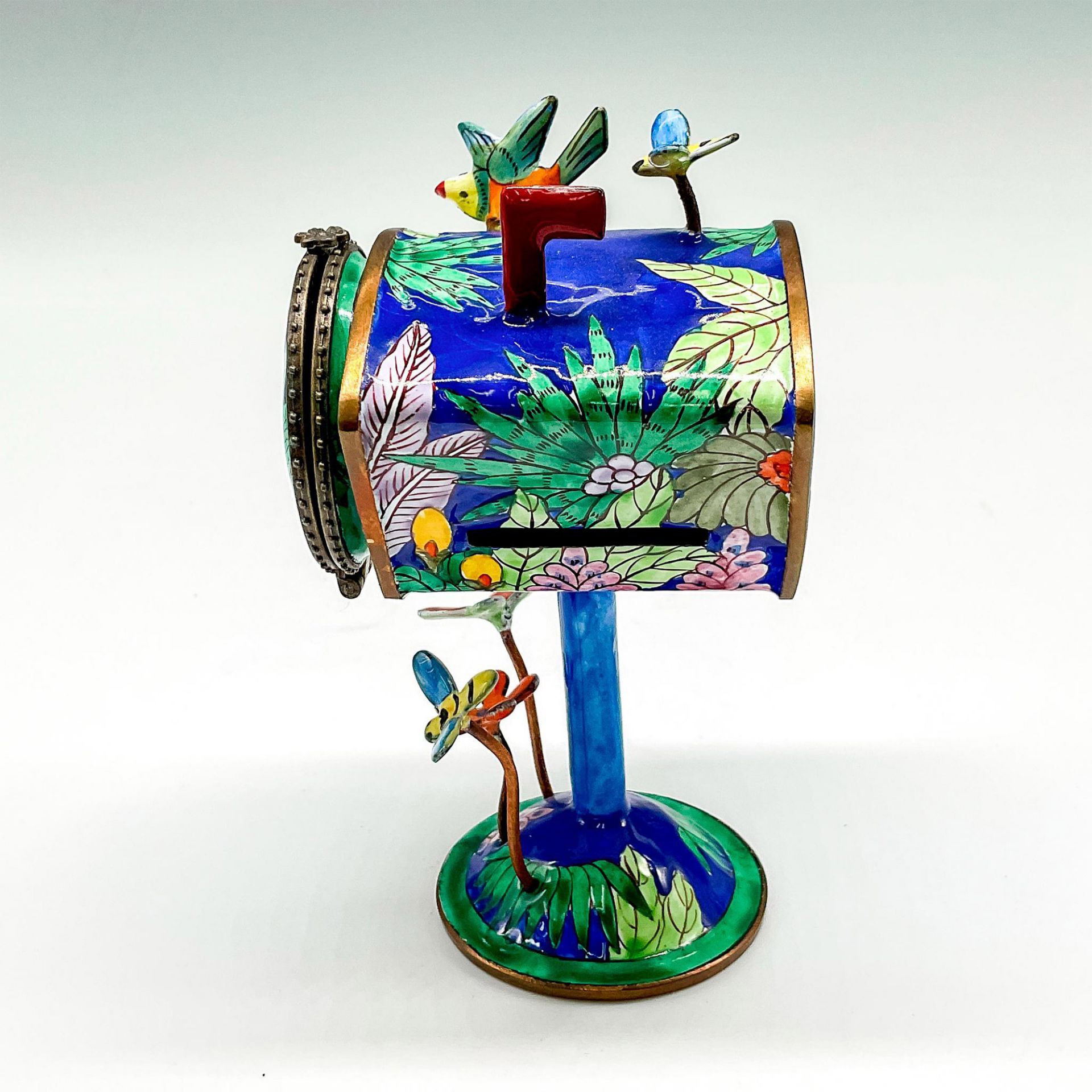 Kevin Chen Enameled Miniature Mailbox Postage Stamp Holder - Image 3 of 5