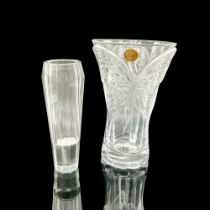 2pc Vintage Glass and Cristal D'Arques Crystal Vases