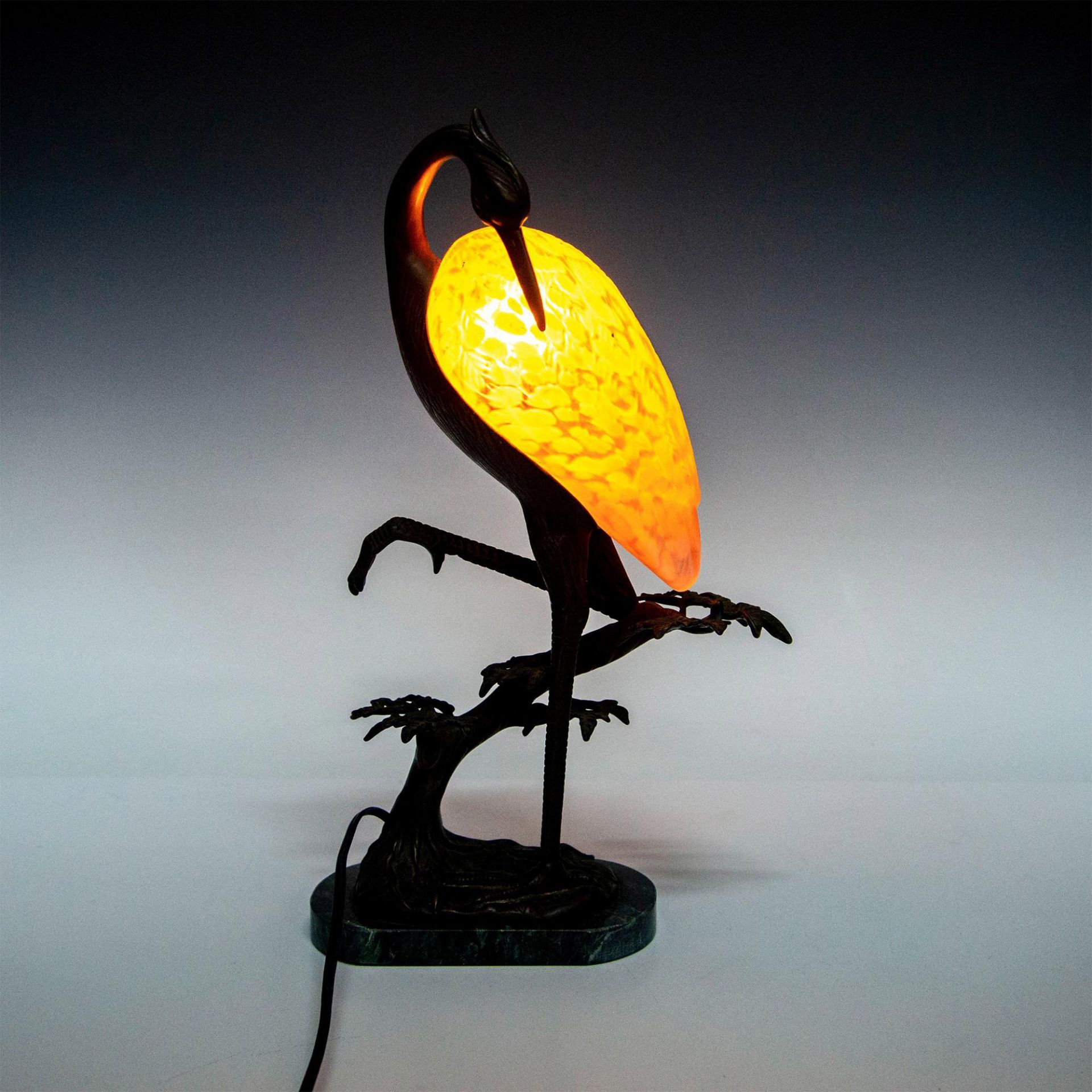 Andrea by Sadek Tin Chi Bronze and Glass Heron Bird Table Lamp - Image 5 of 5