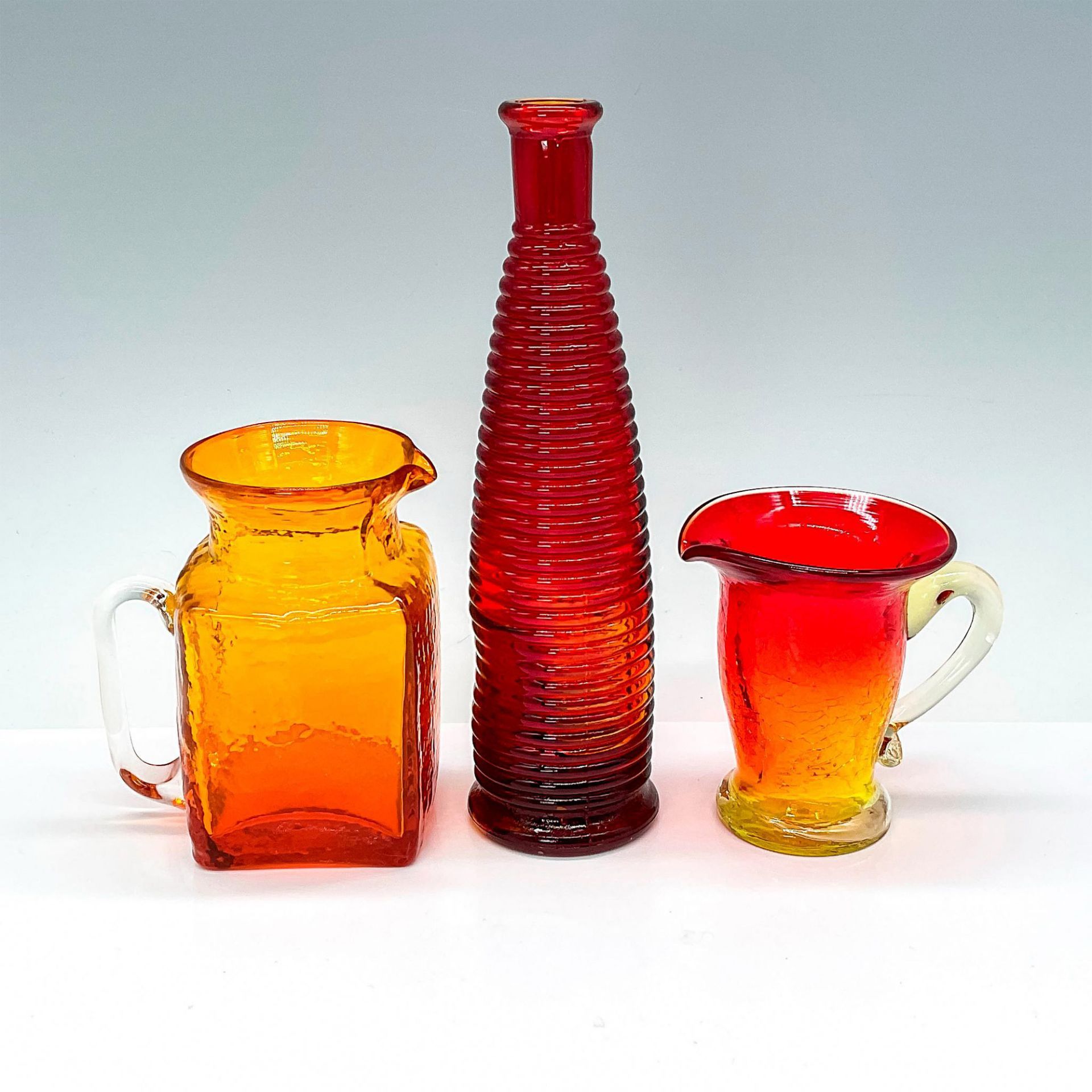3pc Amber & Red Glass Grouping