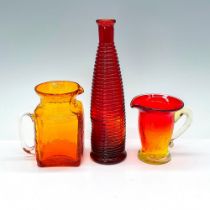 3pc Amber & Red Glass Grouping