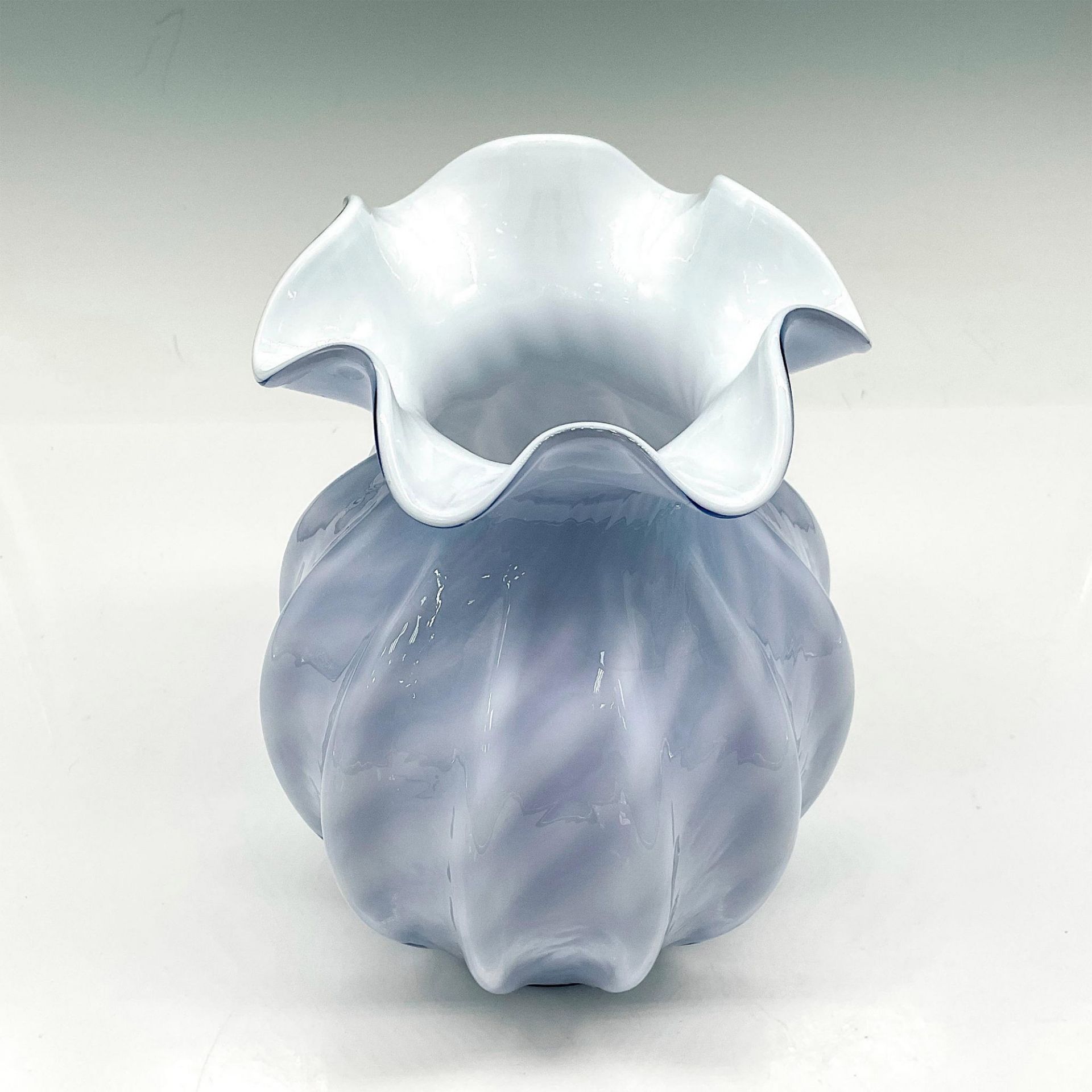 Fenton Lavender White Swirl Ruffled Top Vase - Image 2 of 3