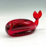Vintage Art Glass Red Whale Paperweight