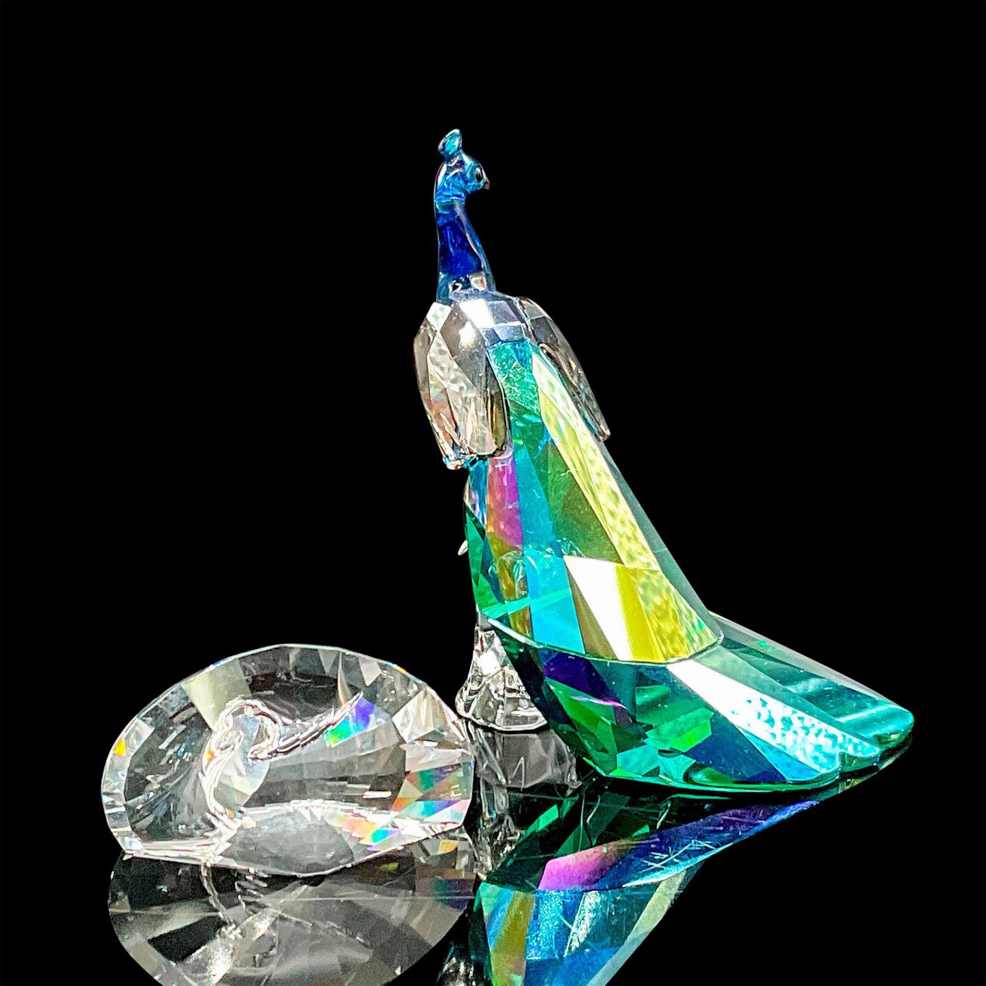 2pc Swarovski SCS Crystal Figurines, Peacock and Paperweight - Image 2 of 3