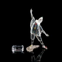 2pc Swarovski SCS Crystal 1999 Figurine and Plaque, Pierrot