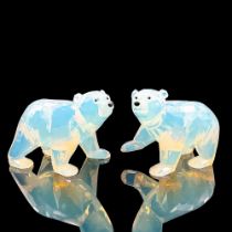 Pair of Swarovski Crystal Figurines, Polar Bear Cubs White