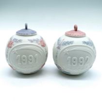 2pc Lladro 1991 & 1992 Christmas Ball Ornaments