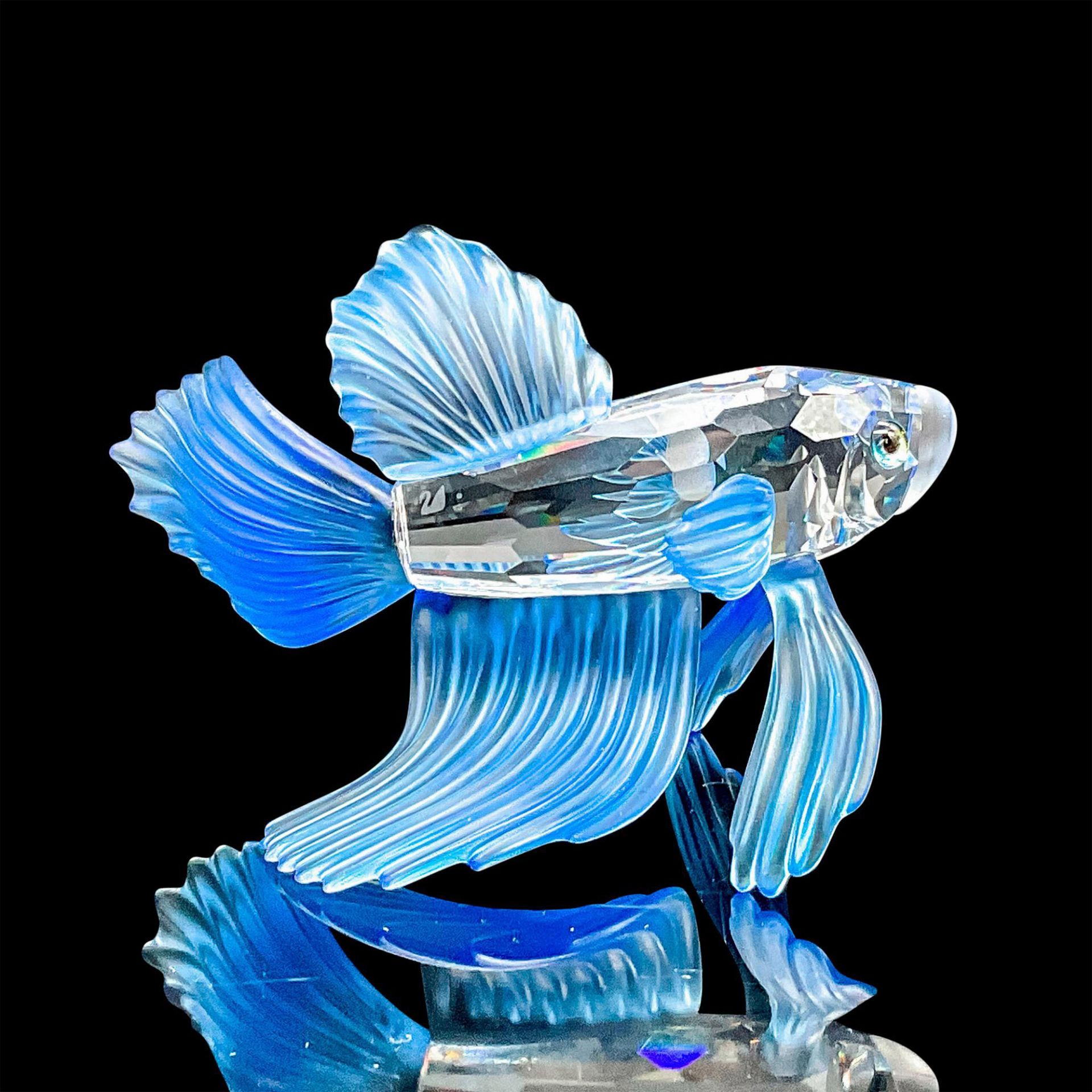 Swarovski Silver Crystal Figurine Siamese Fighting Fish Blue - Image 2 of 3