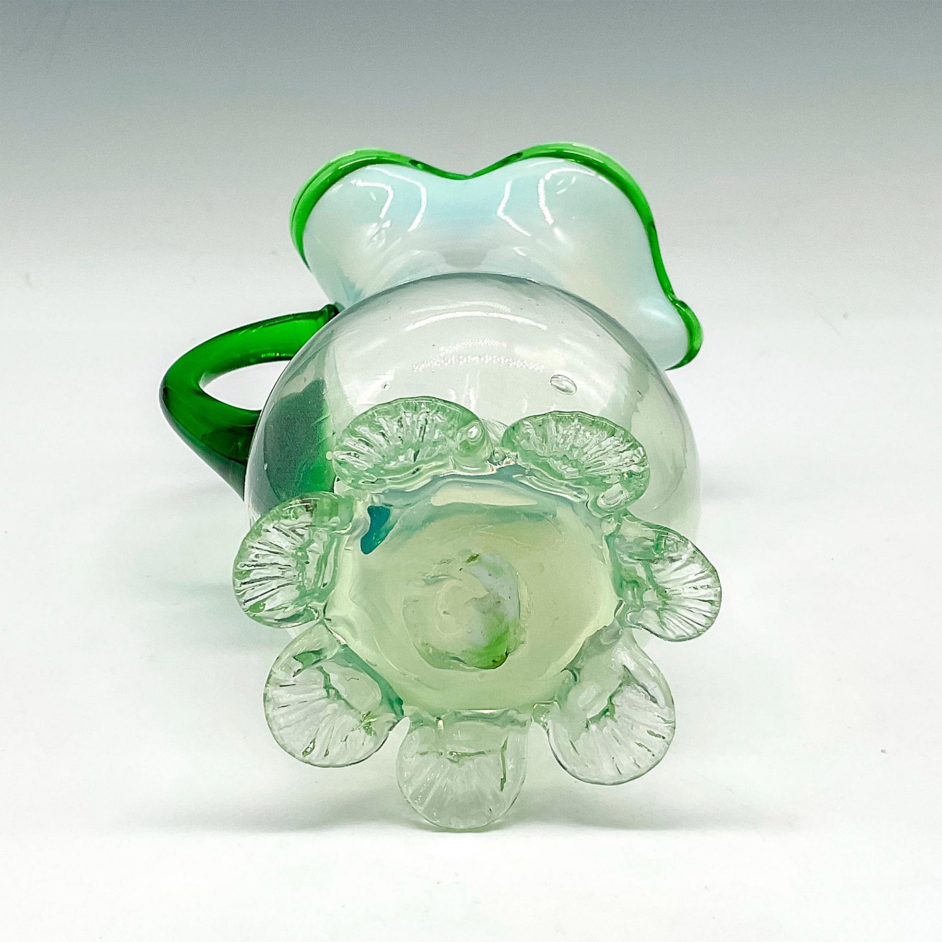 Vintage Stourbridge Vaseline Green Glass Pitcher - Bild 3 aus 3