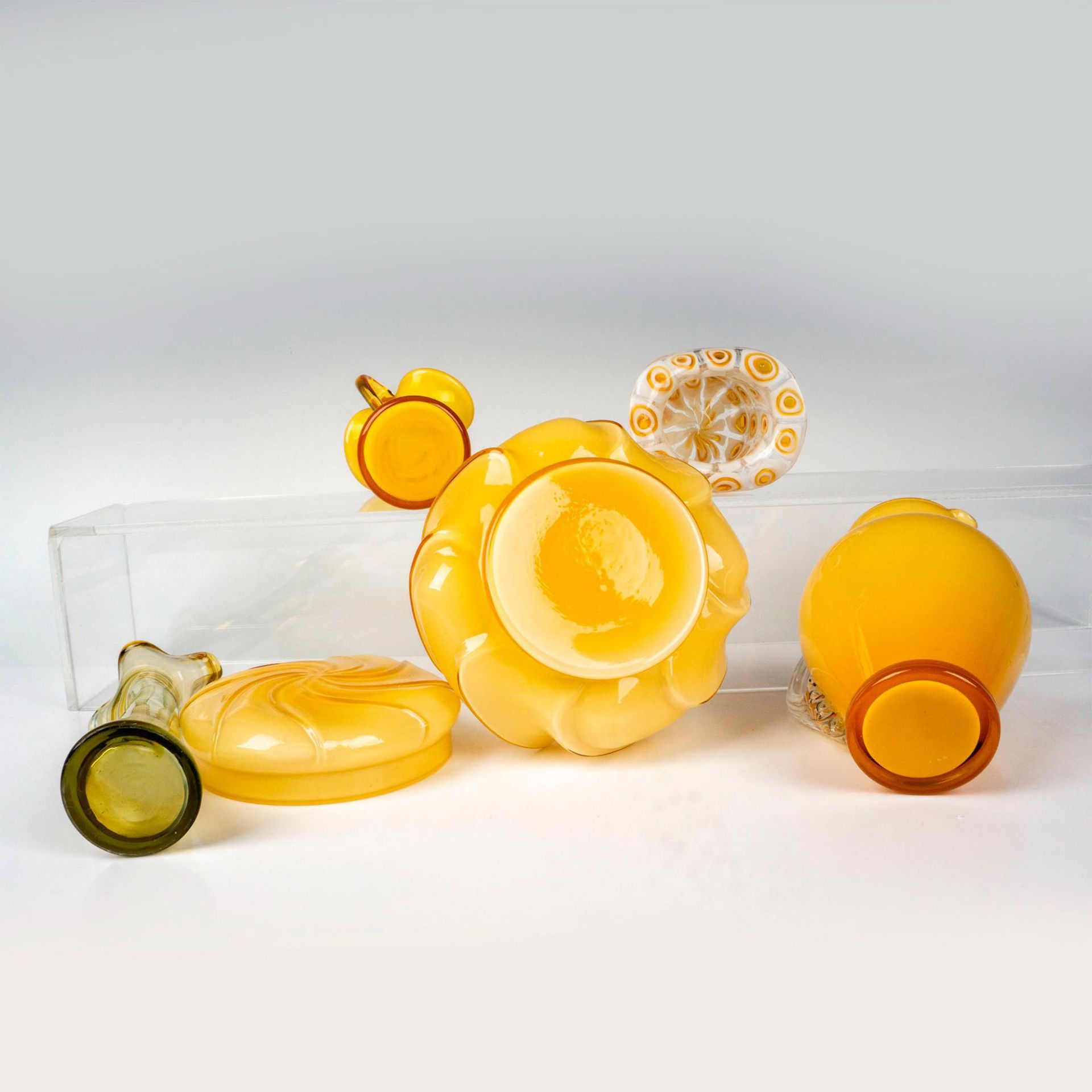 5pc Amber Colored Glass Grouping - Image 3 of 3