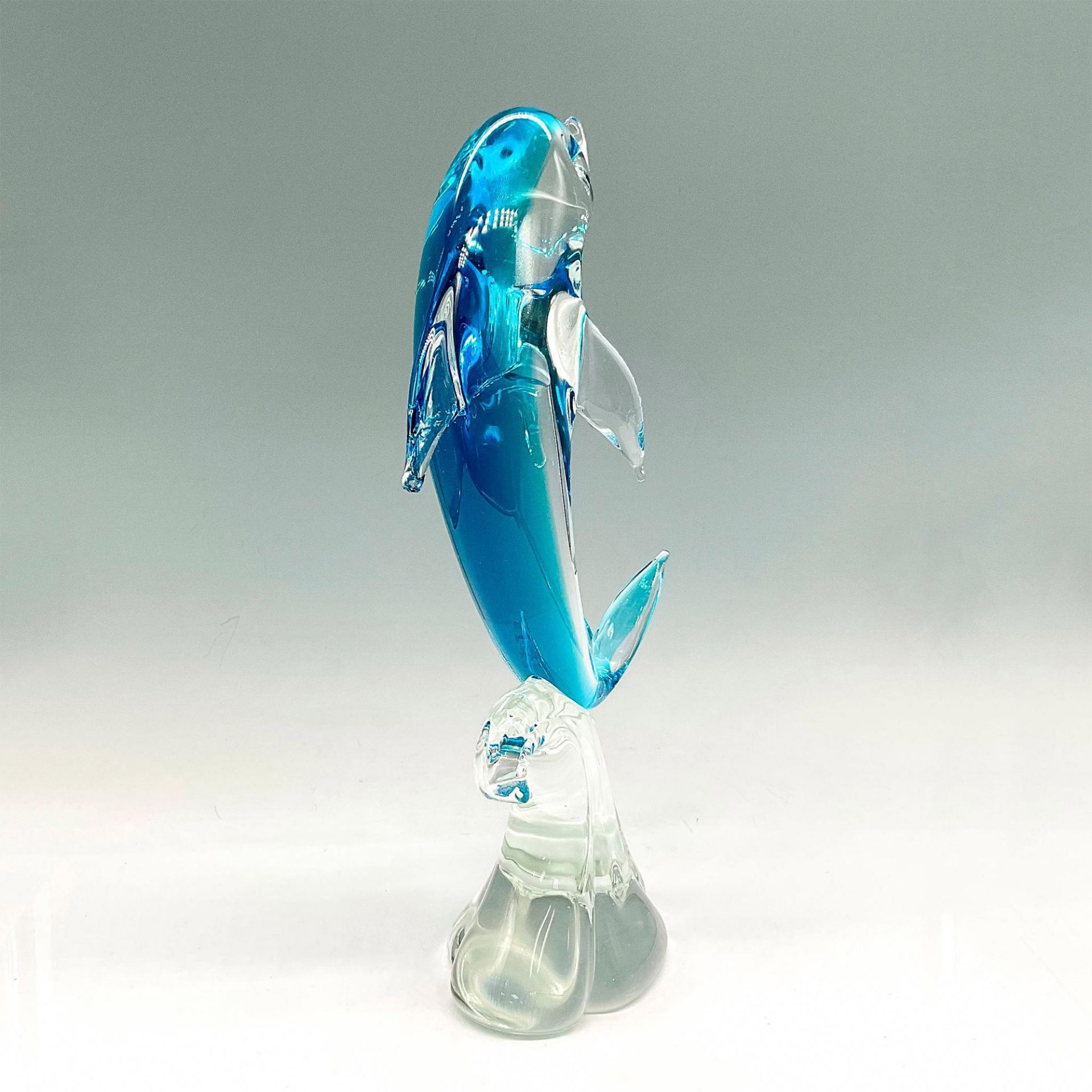 Murano Style Art Glass Blue Dolphin Sculpture - Image 2 of 3