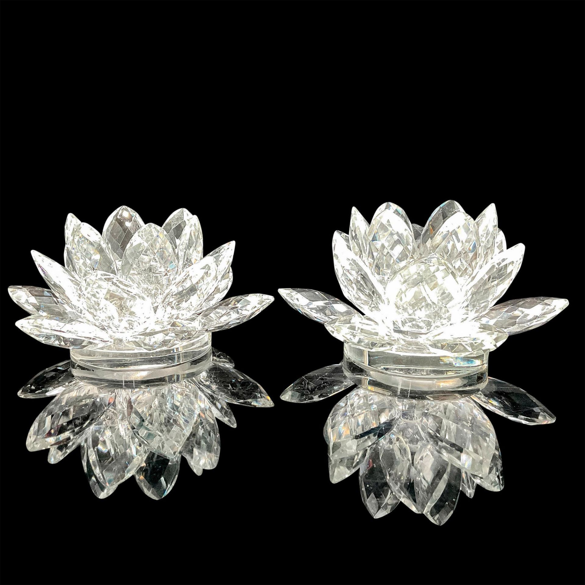 Pair of Shannon Crystal Lotus Candle Holder