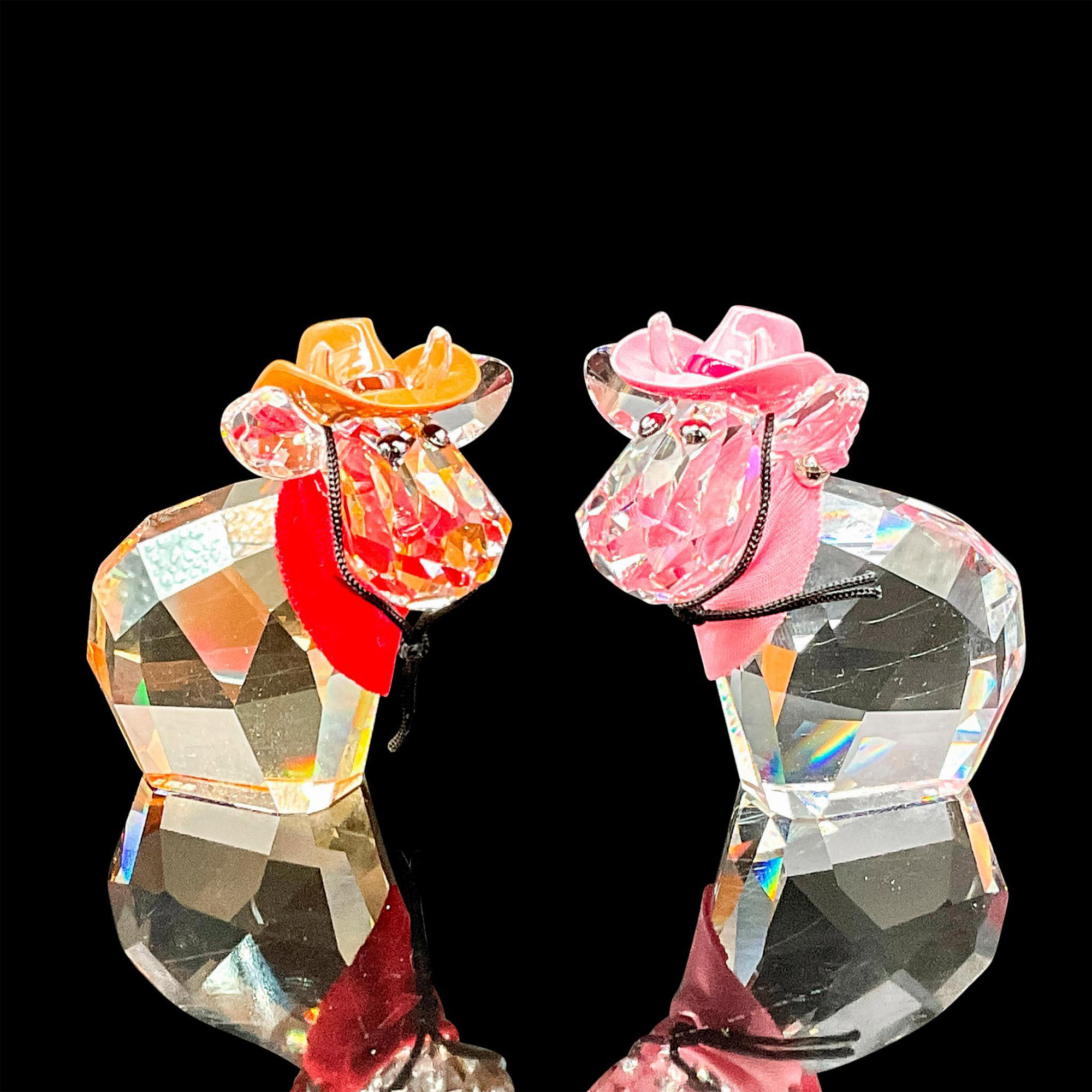 Pair of Swarovski Crystal Figurine, Cowboy & Cowgirl