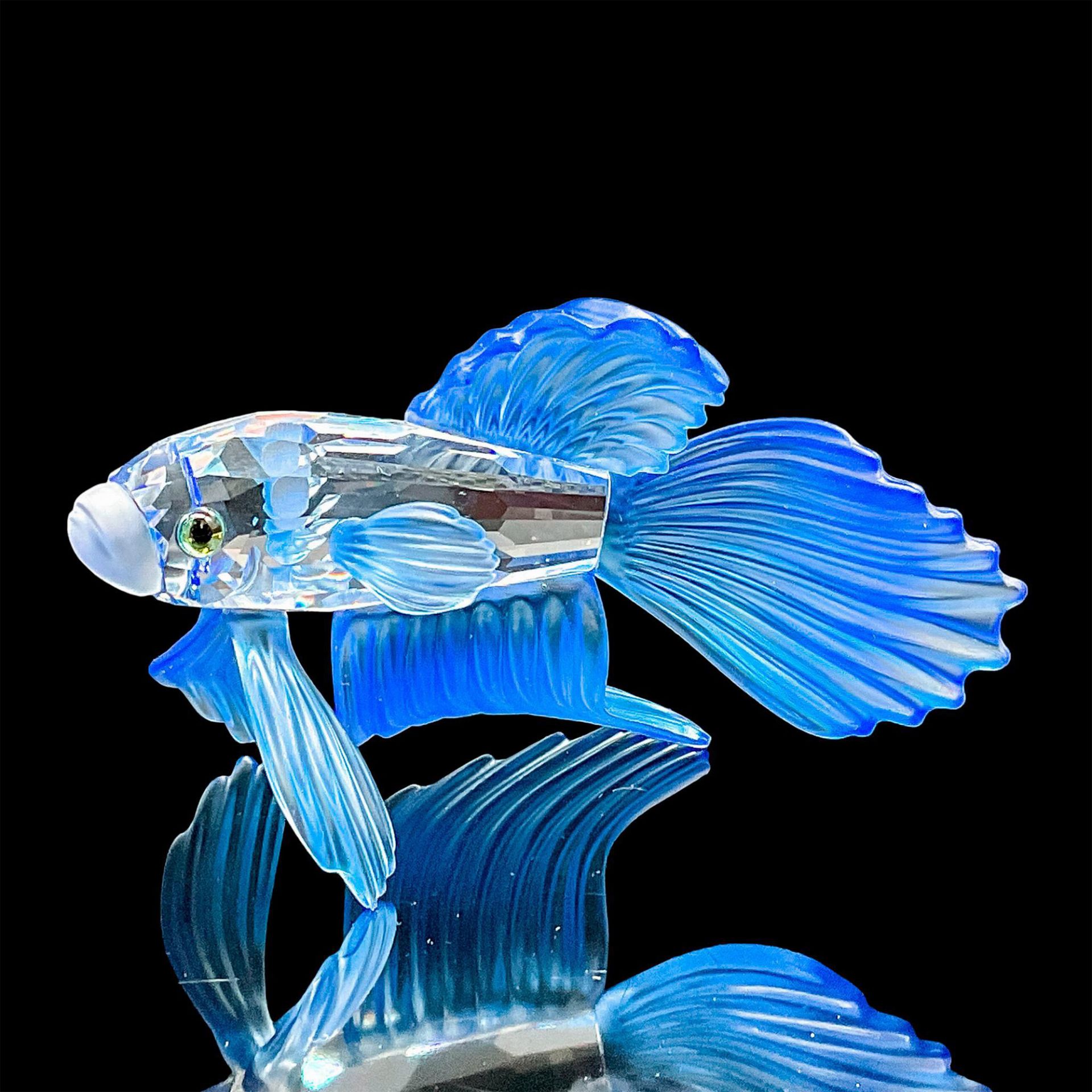 Swarovski Silver Crystal Figurine Siamese Fighting Fish Blue