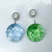 2pc Swarovski Crystal Window Ornaments, Water and Bamboo