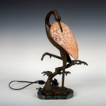 Andrea by Sadek Tin Chi Bronze and Glass Heron Bird Table Lamp