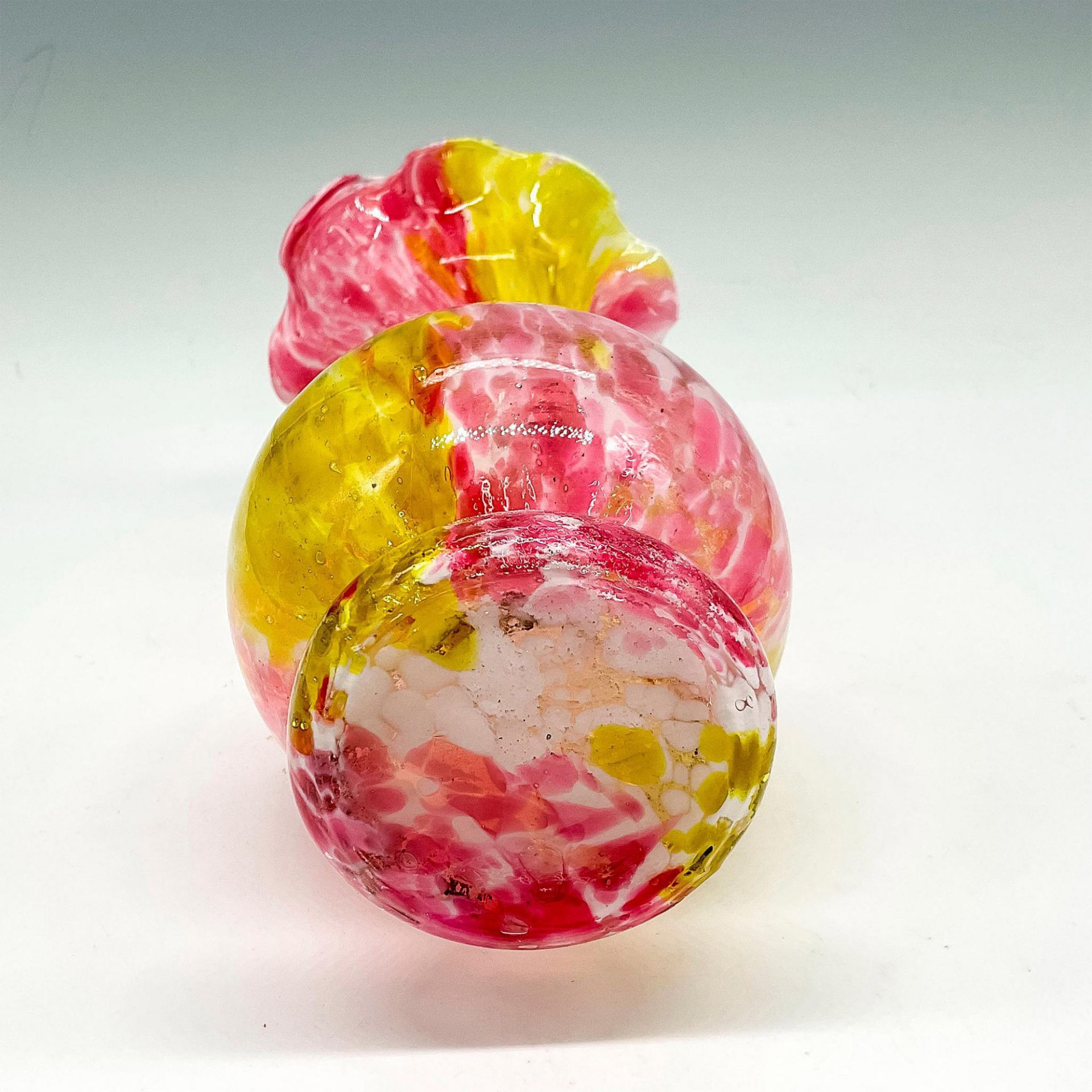Vintage Art Glass Canary and Cranberry Speckled Vase - Bild 3 aus 3
