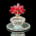 Swarovski SCS Crystal Figurine, Red Roses 15th Anniversary + Mirror Base