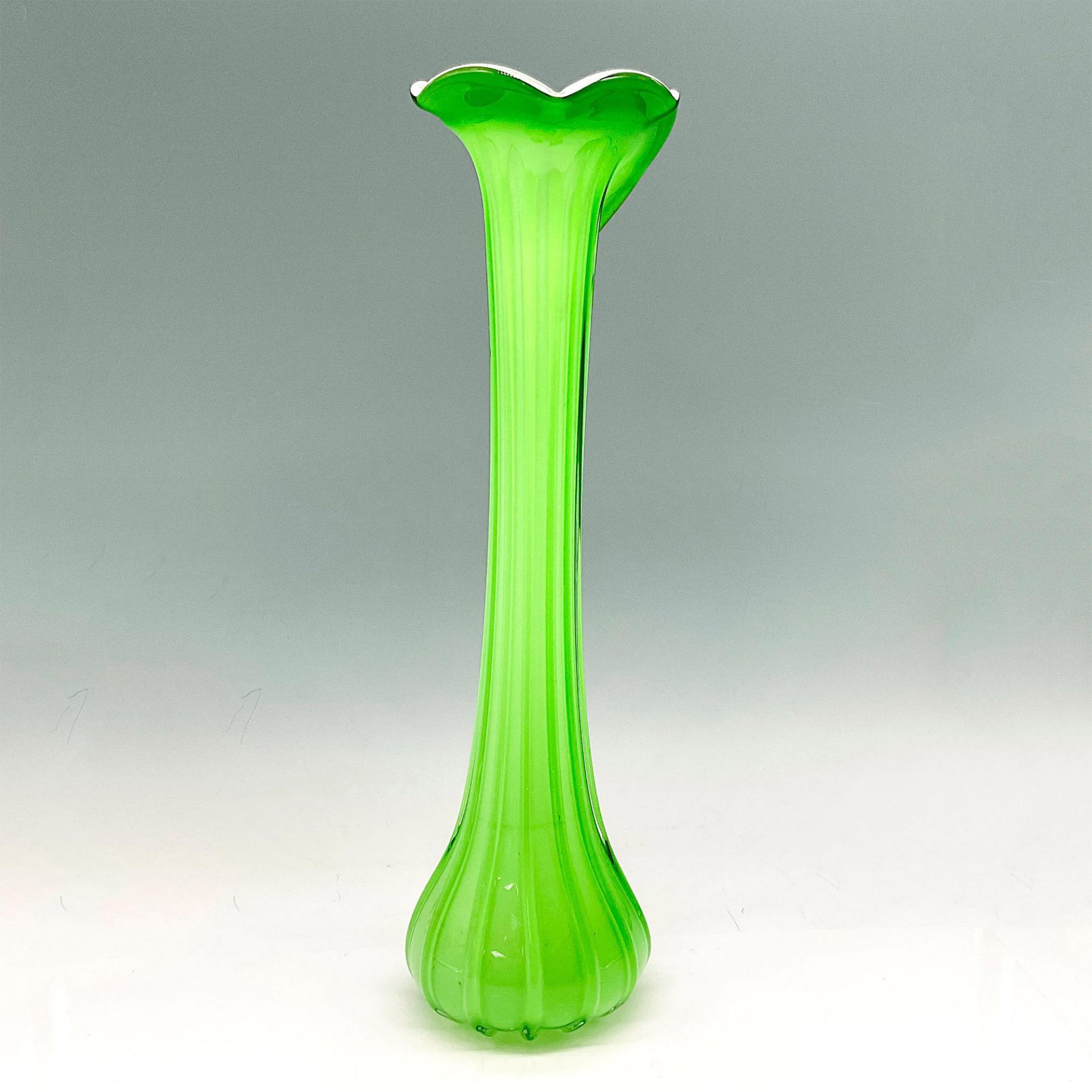 Vintage Ribbed Green Jack In The Pulpit Vase - Image 2 of 3