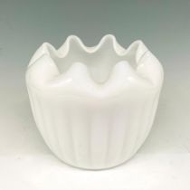 Vintage Fenton White Pinched Edge Vase