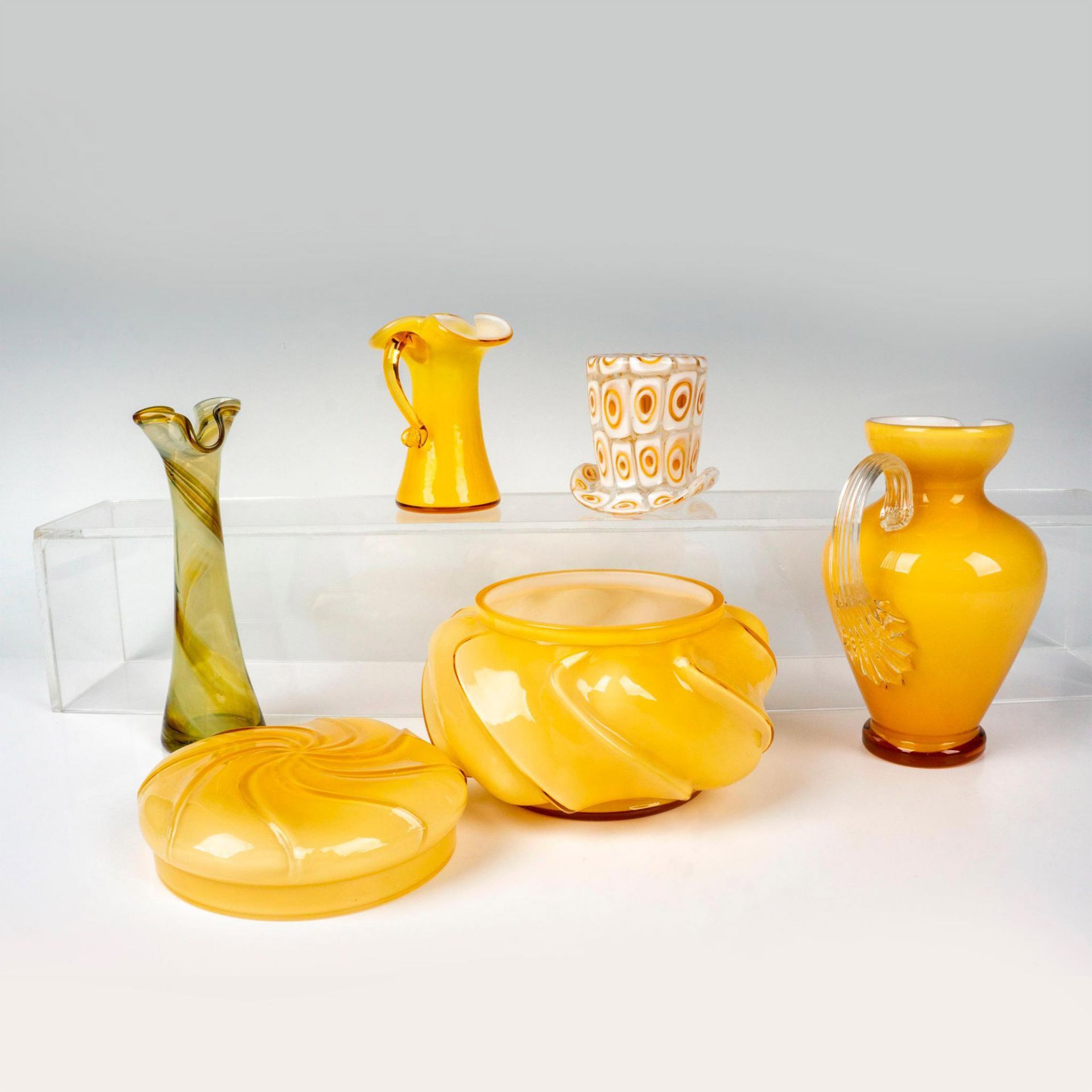 5pc Amber Colored Glass Grouping - Image 2 of 3