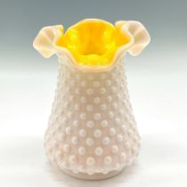 Kanawha Yellow Satin & Milk Glass Vase